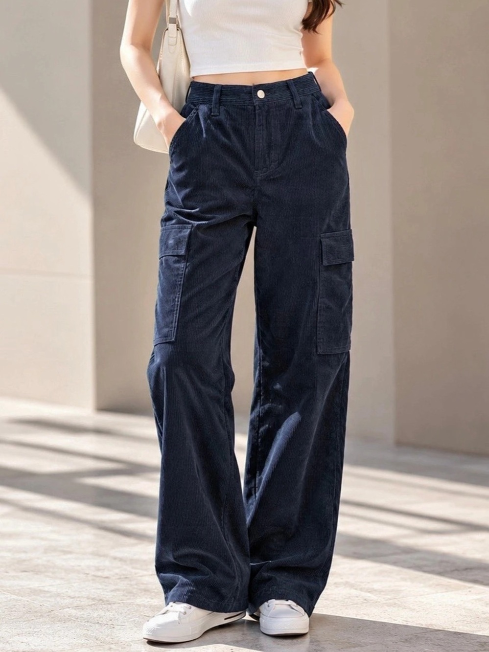 J.Crew Wide Leg Cargo Pants in Blue Size Medium